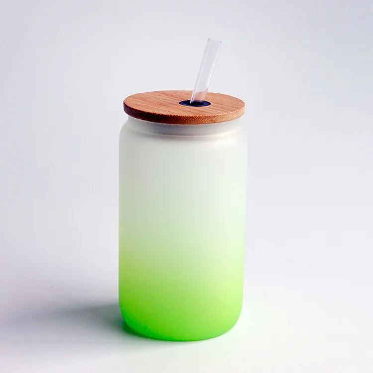 Vaso degradé vidrio tapa bambú 12 oz - Imagen 3